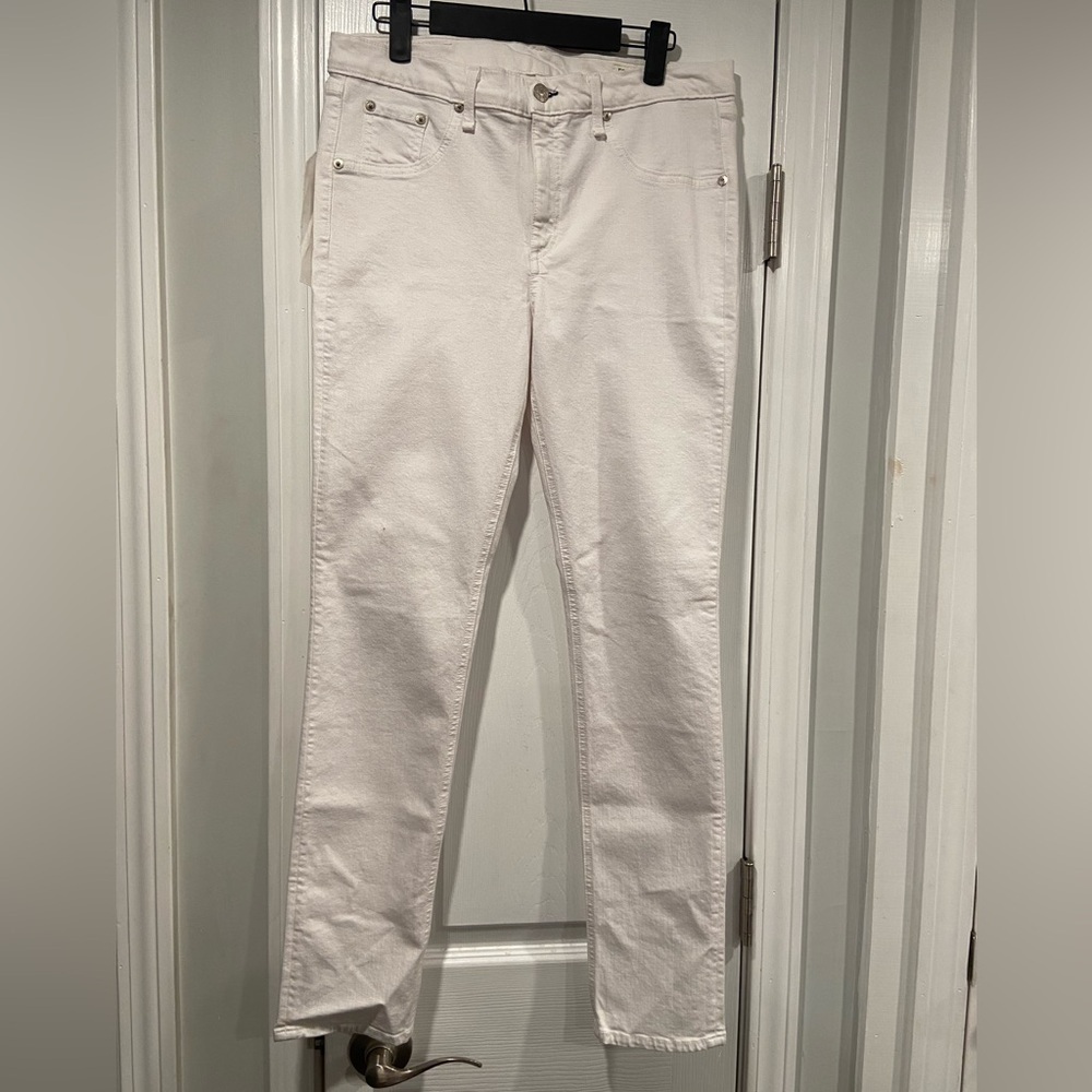 NWT Rag & Bone Size 32 White Denim Skinny Jeans Black Zipper 4 Pocket Stretchy